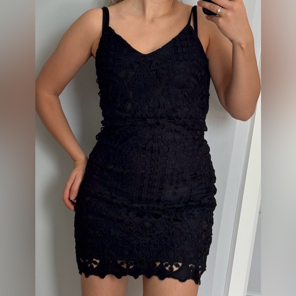 Lulu's Black Textured Mini Dress